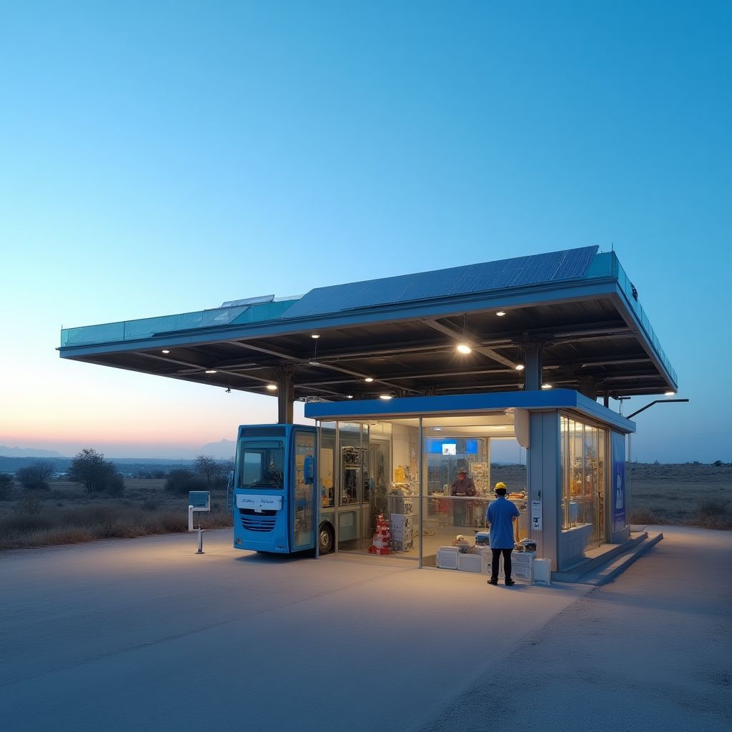 Paneles solares en una estación YPF